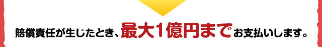 損害責任が生じたとき、最大1億円までおしはらいします。